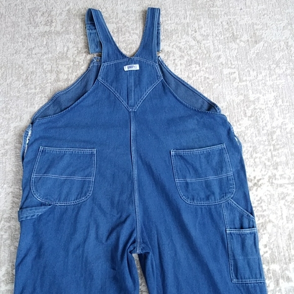 Vtg. Liberty Denim Bib Overalls 56 x 30 Carpenter Coverall Pants Blue - Picture 10 of 16